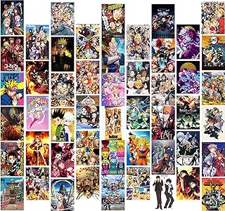 Anime Wall Collage Kit, 50 Pack Anime Style Photo Collection Collage Dorm Decor Album Style Collage for Girl and Boy Teens, Small Posters Wall Prints Kit for Room Bedroom Aesthetic.