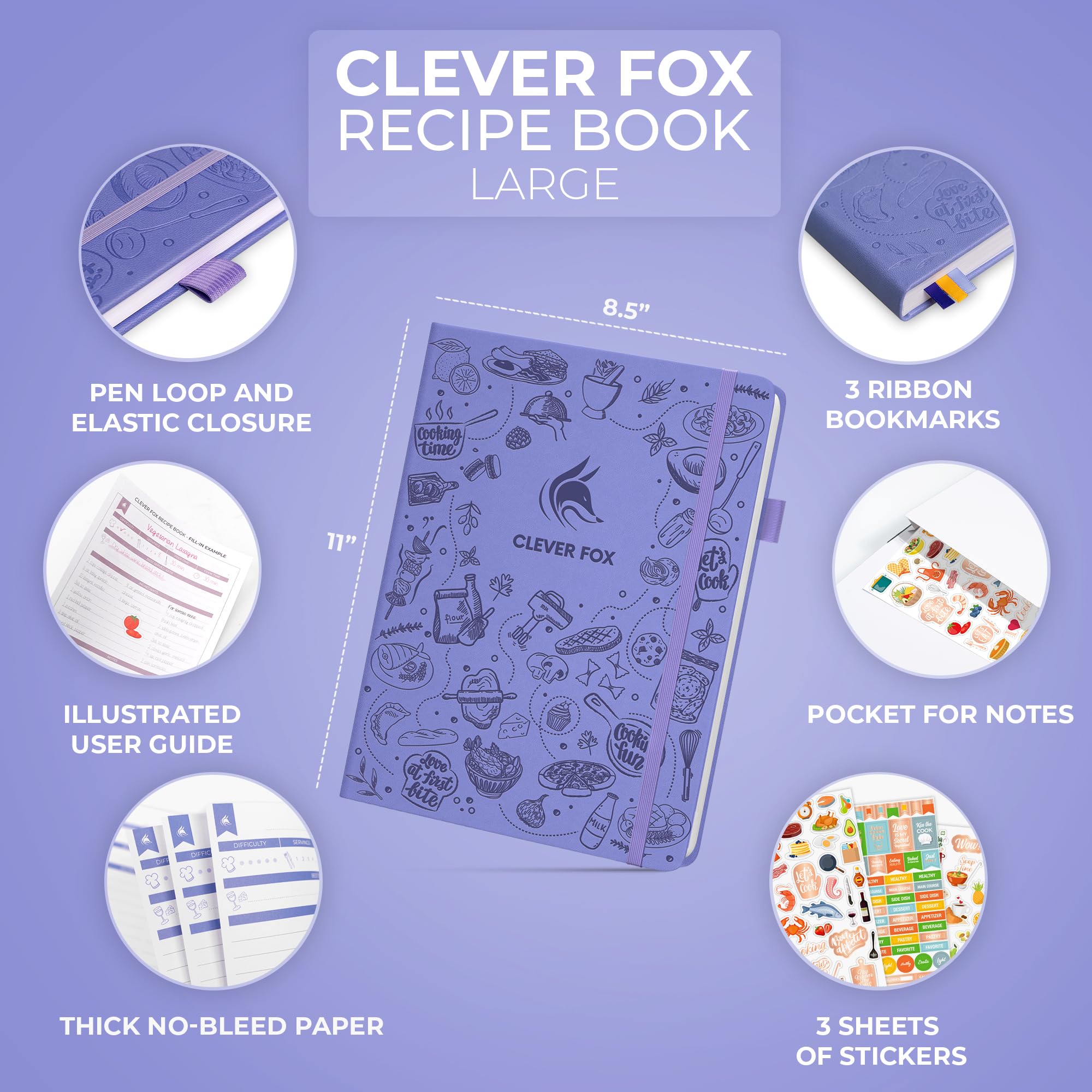 Clever Fox Recipe Book, Make Your Own Family Cookbook, Blank Recipe Notebook Organizer - Image 2
