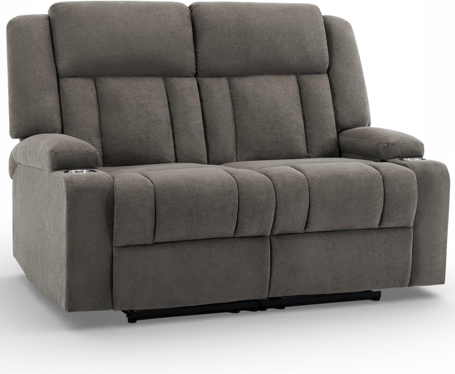 Manual Recliner Loveseat with Cup Holders, RV Wall Hugger Reclining, Brown