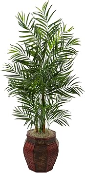 Nearly Natural 5981 N/A 4.5 Areca Palm Artificial Tree in Weave Planter, Green