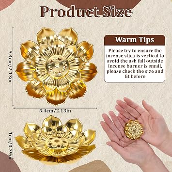 SHENLIU 60 Pcs Incense Holder Diwali Gifts, 2.13 Inches/5.4 cm Gold Return Gifts for Pooja Navratri Lotus Incense Sticks Holder for Pooja Indian Wedding Party Supplies