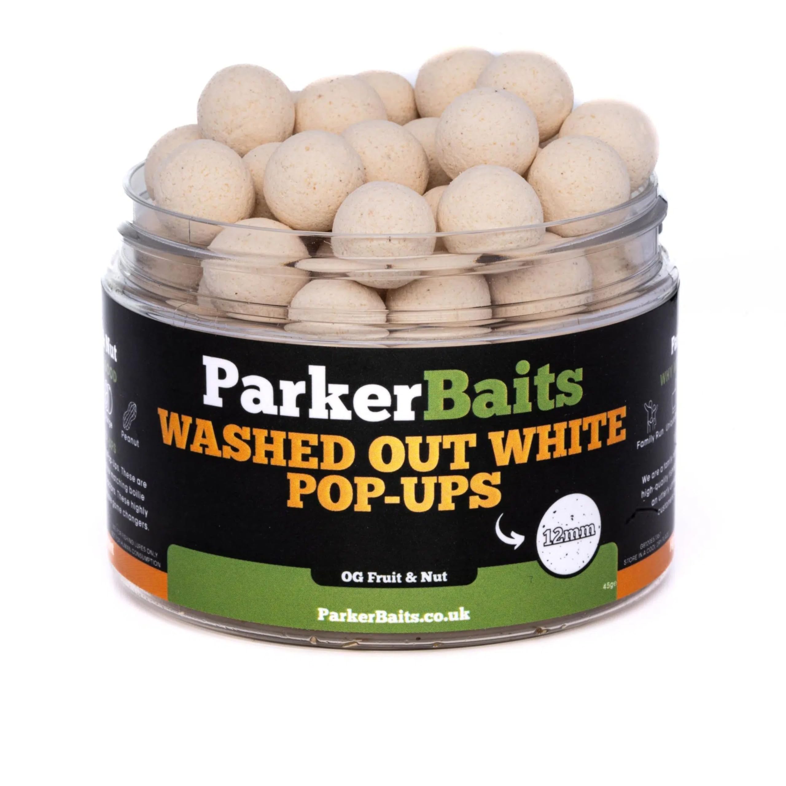ParkerBaits OG Fruit & Nut Washed Out White Pop-Ups (12 mm)