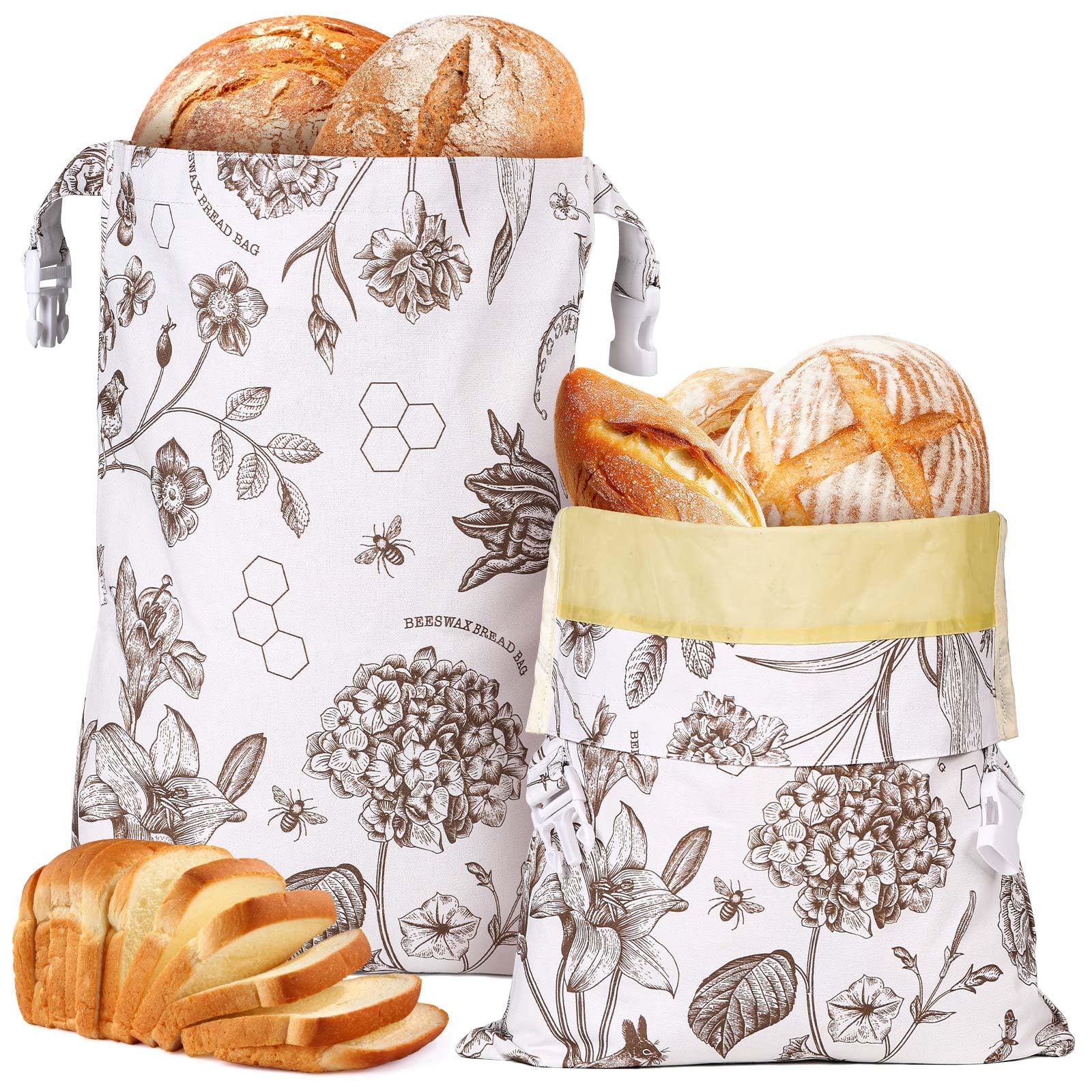 Yolysudo Vintage Floral Beeswax Bread Bags