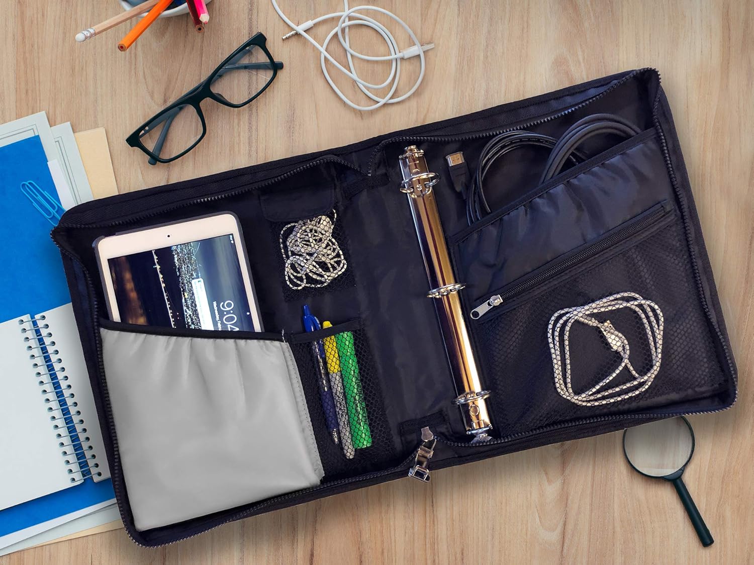 Vaultz Locking Zipper Binder, 2.28" x 11.22" x 14", Grey/Black (VZ03612) : Office Products