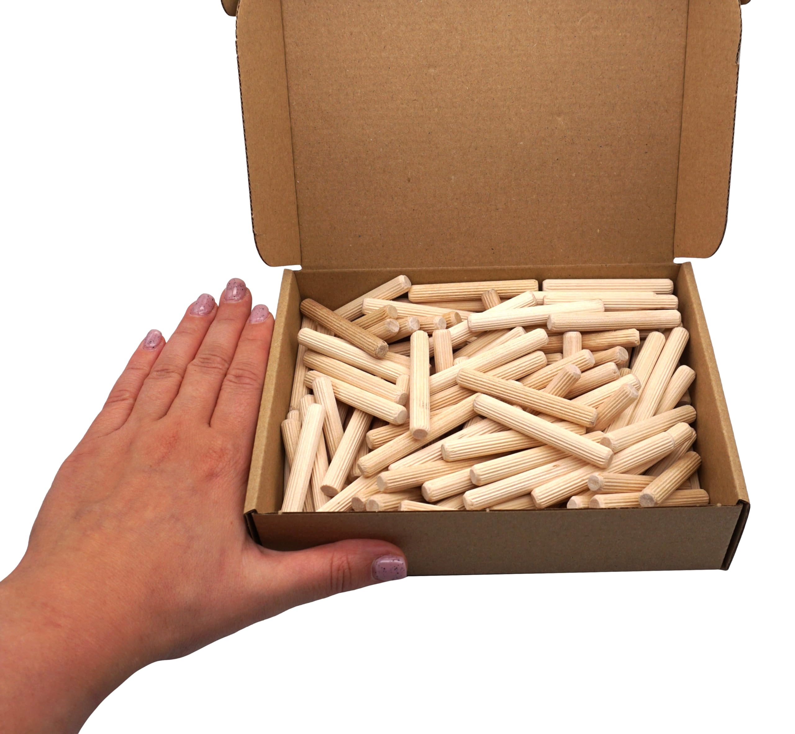 SKIR'CO (150 pcs) Wooden Dowels 8 x 60 mm, Grooved Wood Plugs, Ribbed Pins for Furniture Grooved Dowels - Image 4