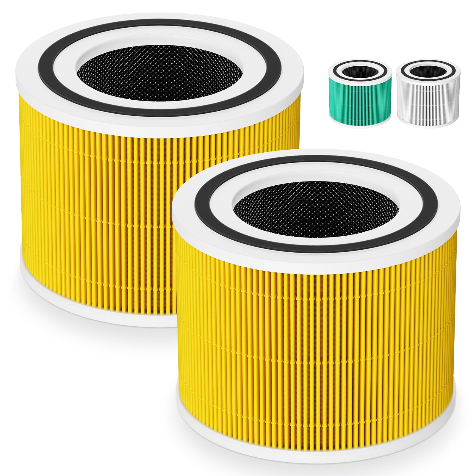Core 300 Pet Care Replacement Filter for LEVOIT Core 300/ Core 300S/ Core 300-P/Core 300S-P/Core P350 Air Purifi-ers, 3-IN-1 HEPA Filter, Compared to Part# Core 300-RF, Yellow (2 Pack)