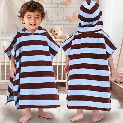 Miniatura 24 de VOOVA & MOVAS Toallas de baño con capucha para niños pequeños (2-6 años, 24 x 48 pulgadas), poncho de algodón para piscina, perfecto para nadar