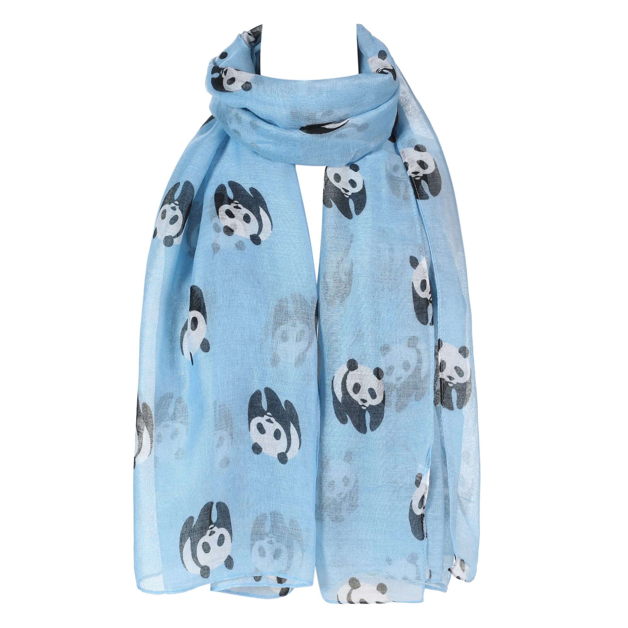 London Scarfs Ladies Women s Panda Print Scarf Wraps Shawl Soft Scarves (Blue)