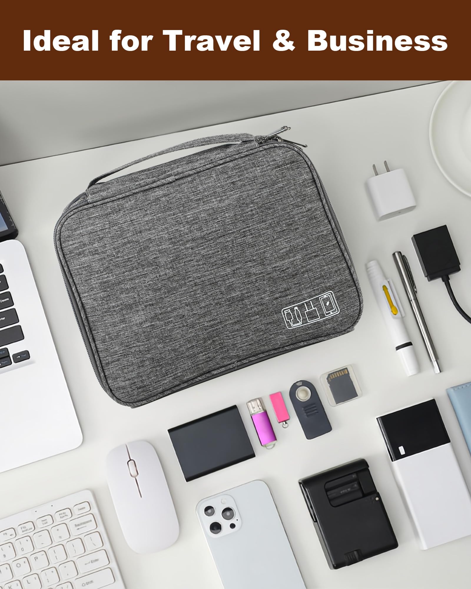 Organizer, torba na kabel, torba na podróż i do domu, 3-warstwowe etui elektroniczne o dużej pojemności, wodoszczelne i odporne na uderzenia, idealne na kable, iPada, ładowarkę, telefon komórkowy