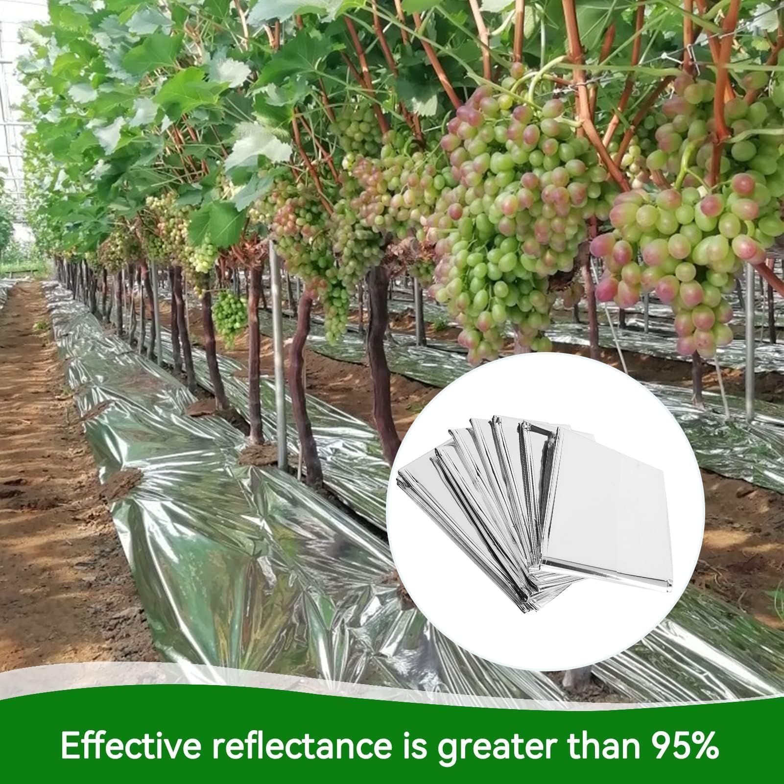 2 Pezzi Film Mylar per Serra e Giardino, Riflettenti 210 x 120 cm Argento Pellicola