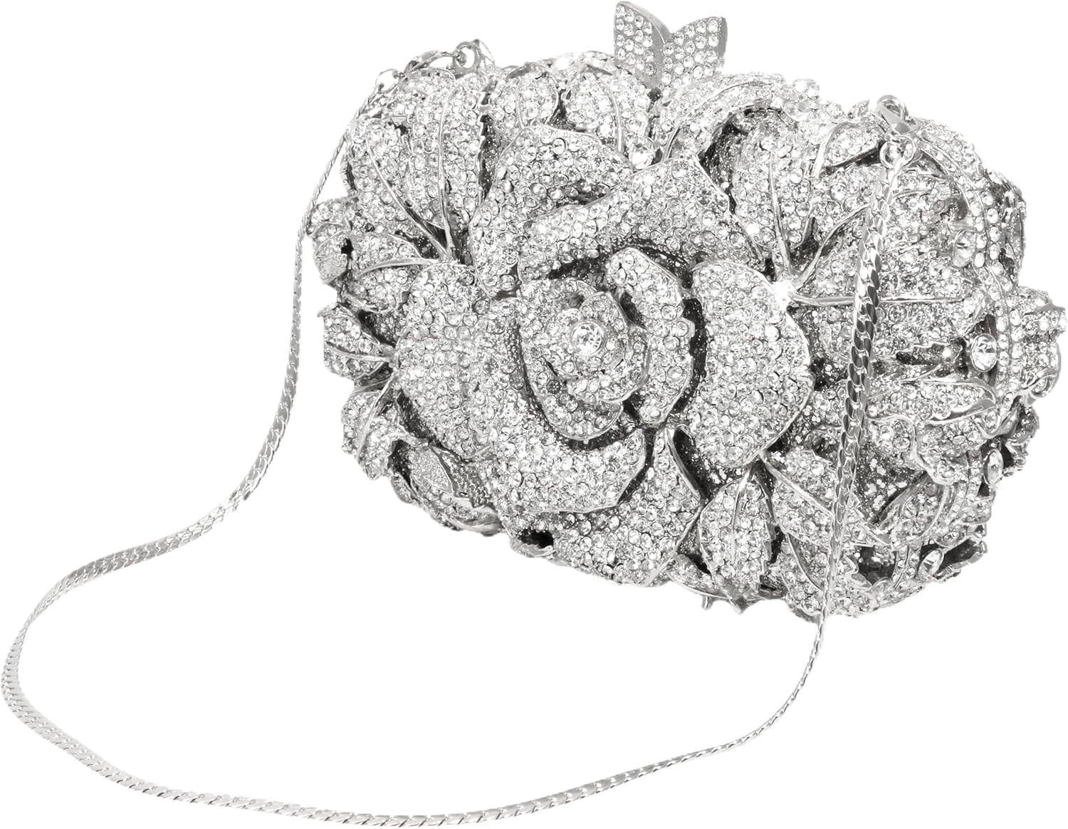 Rose Flower Crystal Purses Sparkly Rhinestone Evening Clutch for Women Wedding Party Cocktail Handbags - Image 6