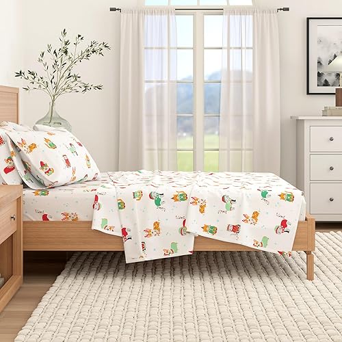Miniatura 6 de Great Bay Home - Juego de sábanas de franela navideña, tamaño individual, 100% algodón turco, doble cepillado, invernales, ultrasuaves, acogedoras,
