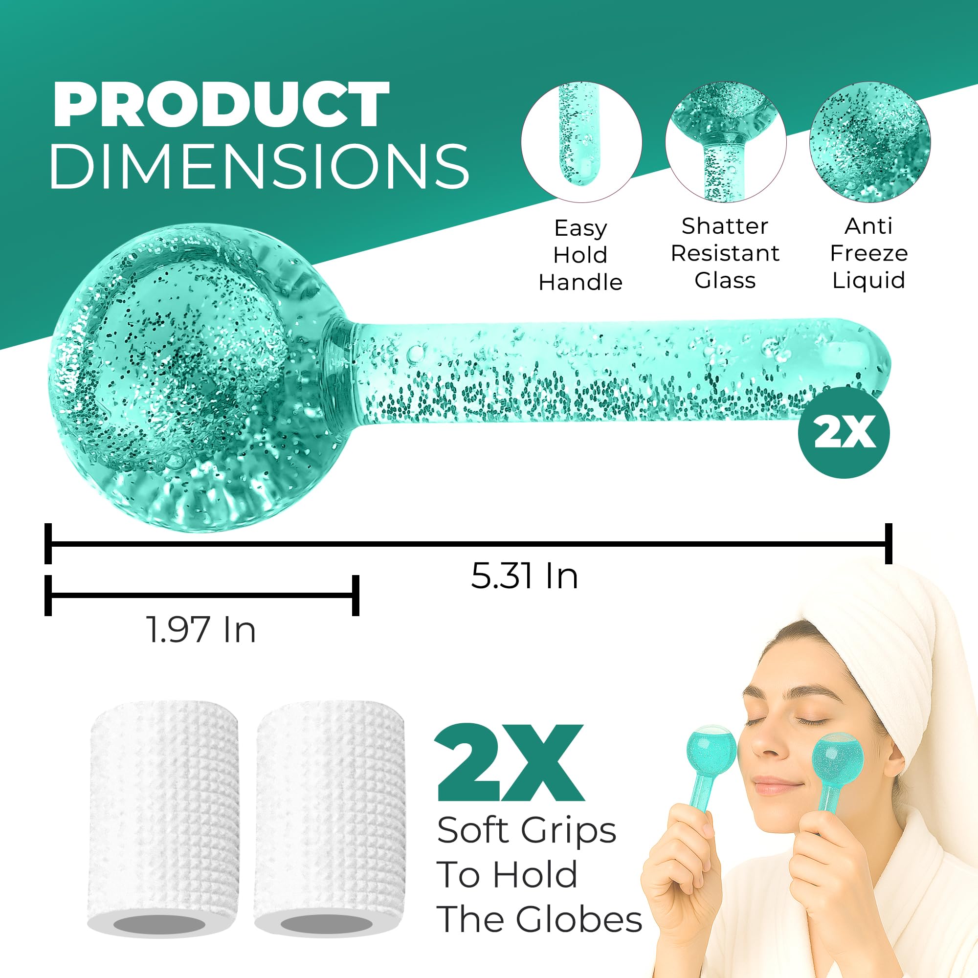 Eiskugeln für das Gesicht, 2 Stück, Verbesserung der täglichen Schönheit mit Eiskugeln für Gesichtsbehandlungen, Hautstraffung und Anti-Aging, perfekte Gesichts-Eiskugeln für Schwellungen und Falten