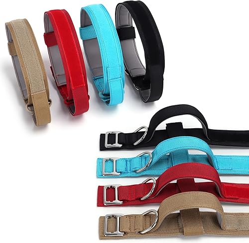 Miniatura 4 de Collar táctico personalizado para perro con etiqueta de nombre, collar de perro de nailon militar personalizado con mango de control, hebilla de