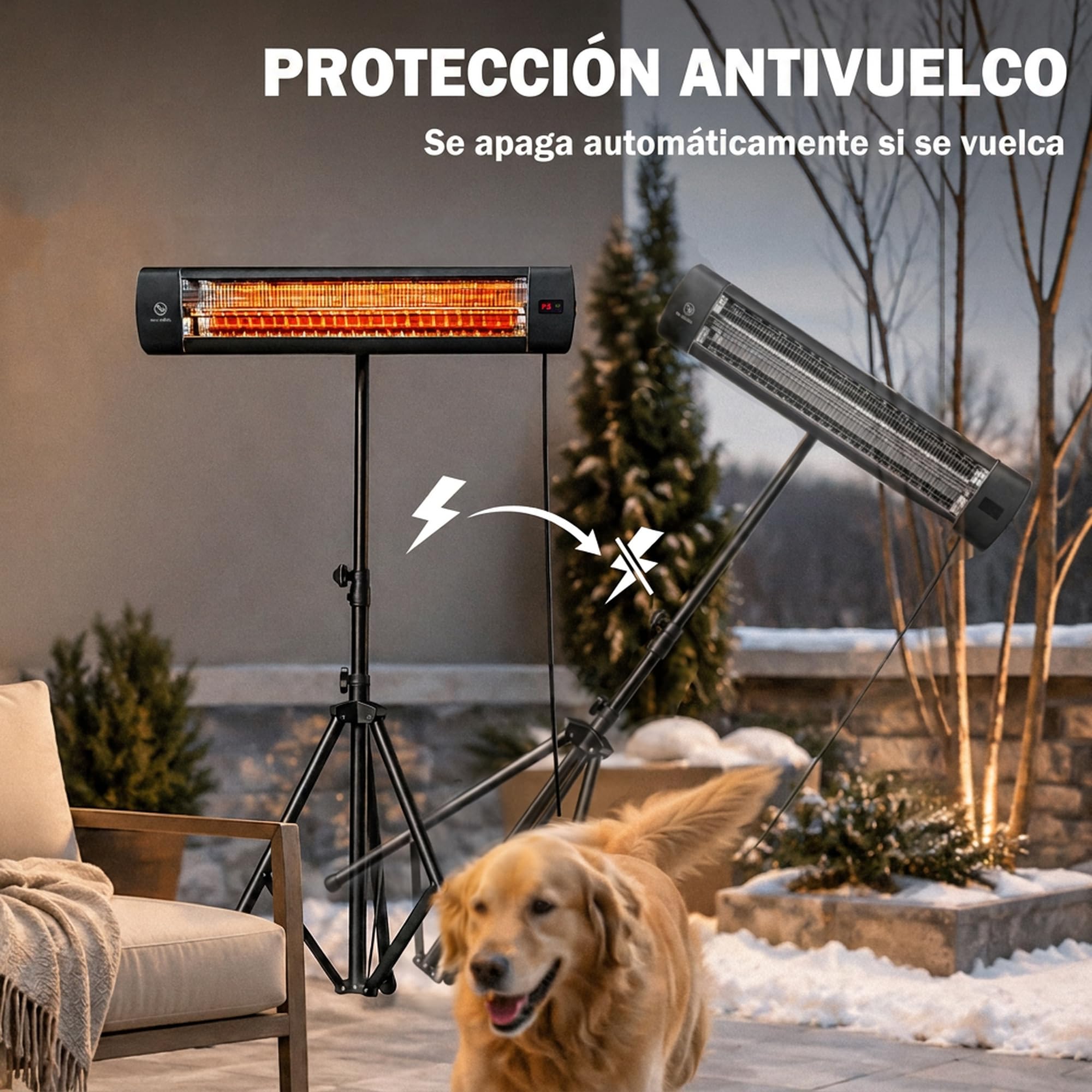 Outsunny Calefactor por Infrarrojos Terraza 2500 W de Pie Trípode Regulable