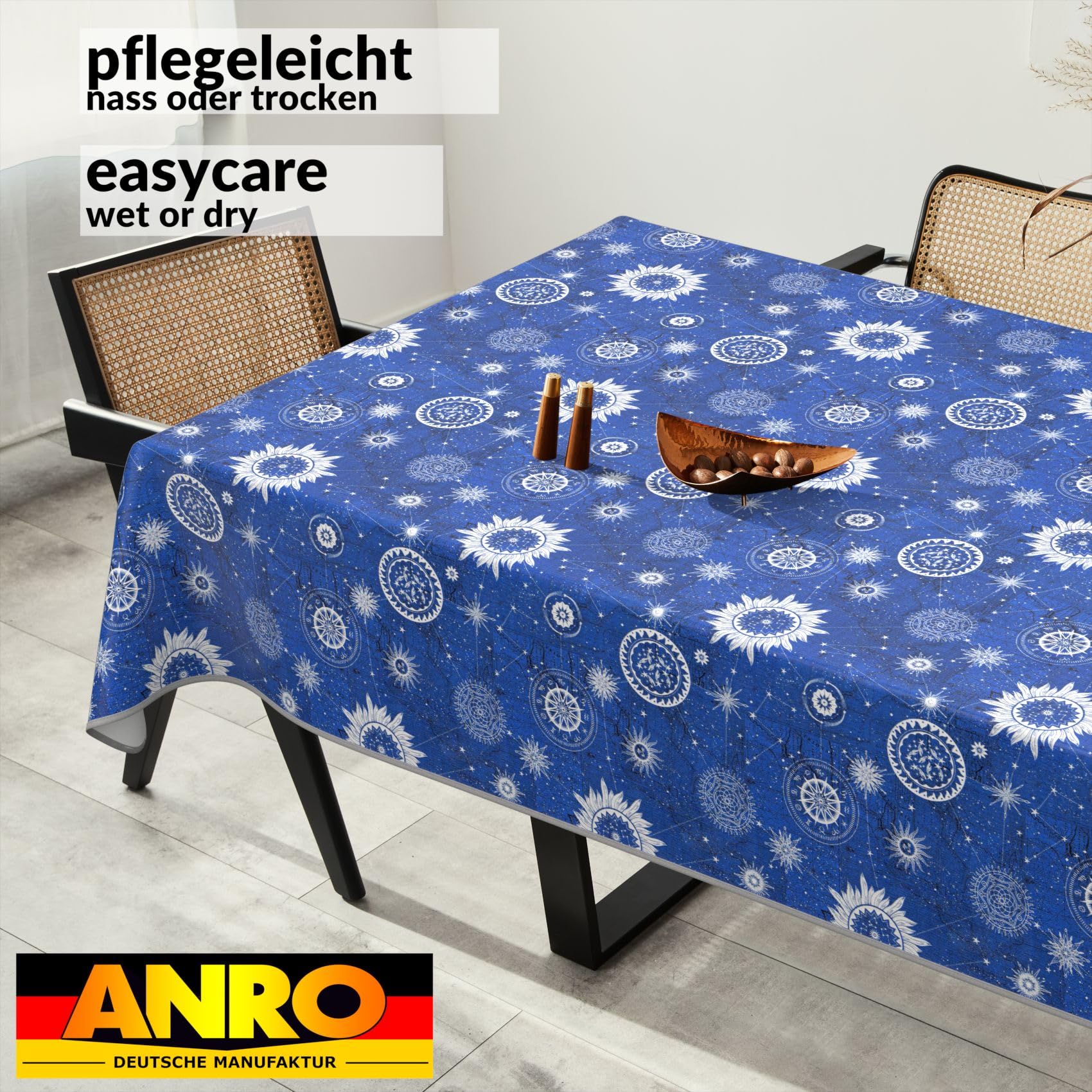Mantel de hule lavable, para jardín, exterior e interior, 220 x 140 cm, con dobladillo astrología