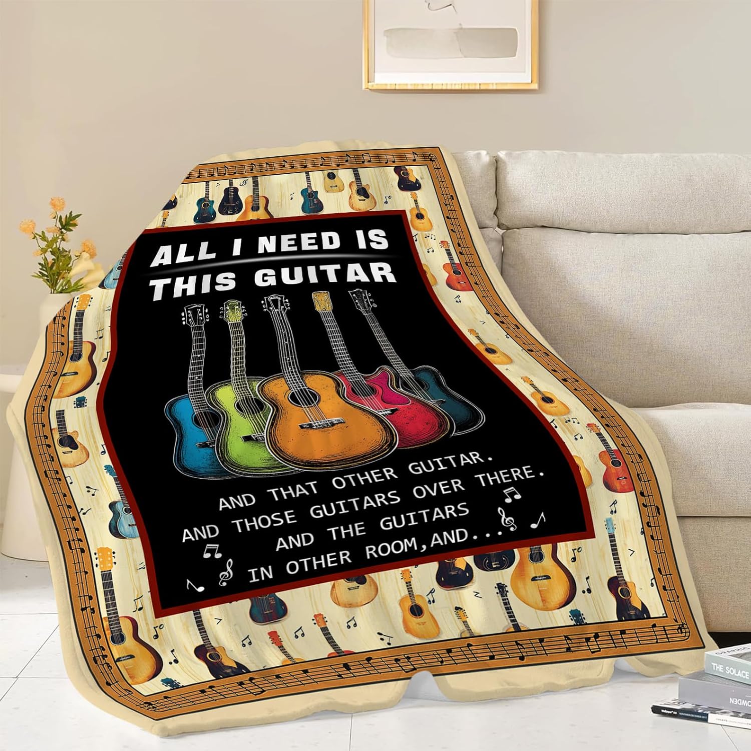 Guitar Blanket, Music Guitar Throw Blanket Gifts Blankets Stuff Fleece Flannel Plush for Girls Women Men Boys Lovers Adults Soft Bedding Gift for Sofa Bed Office Home Decor 40"X50" - Image 2