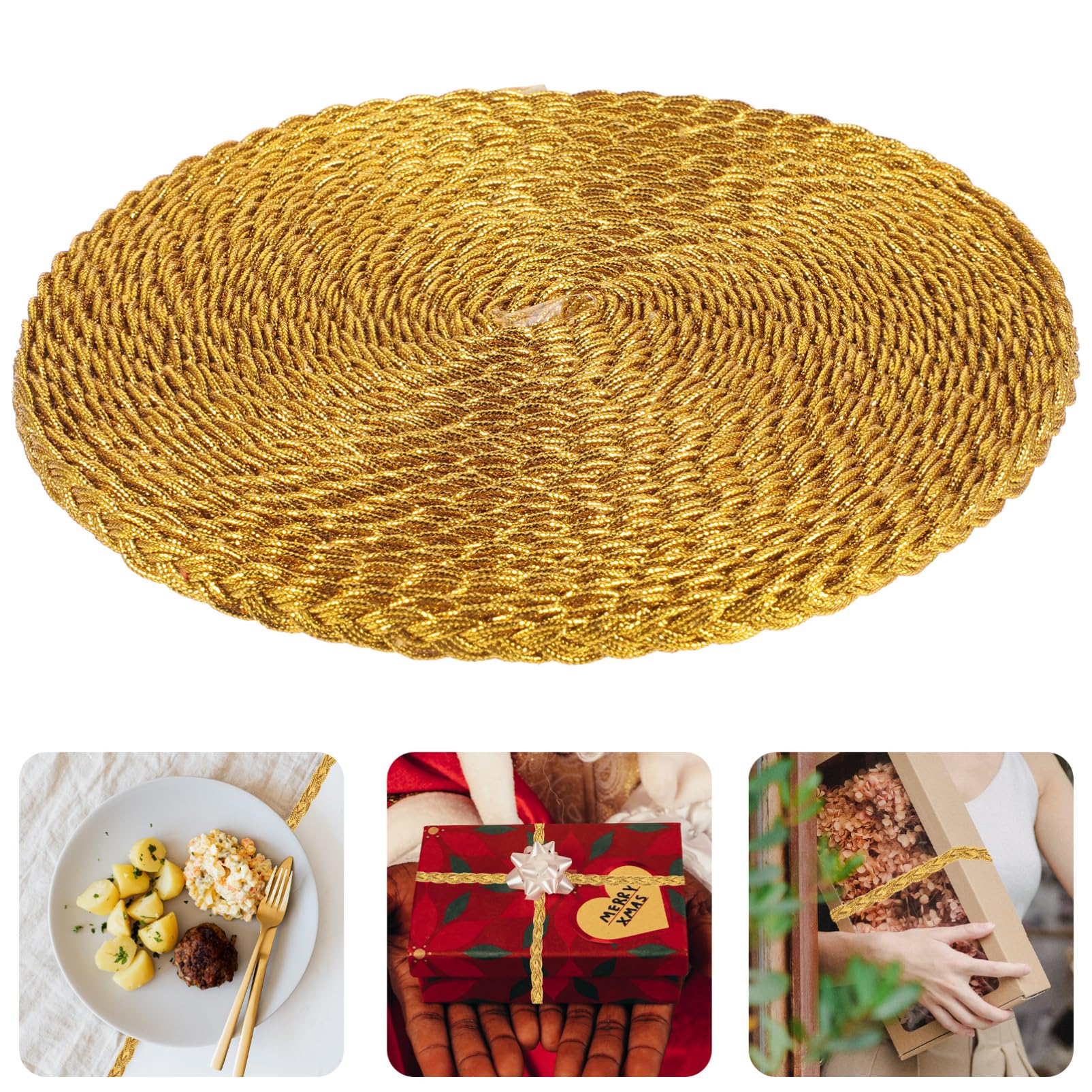 Operitacx 5piezas Cinta Decorativa Trenzada Dorada Para Confección y Decoración De Cortinas Ribete Versátil Para Manualidades Fácil De Usar y Lavable Para Accesorios De Ropa y Proyectos