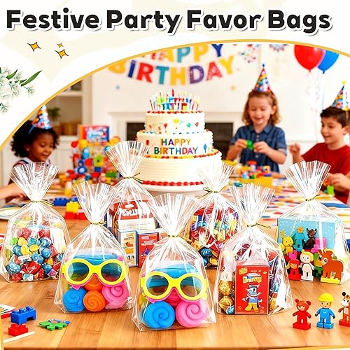 Miniatura 8 de PigPotParty Bolsas de celofán de 8 x 11 pulgadas, paquete de 100 bolsas de regalo de plástico transparente con refuerzo inferior para exhibición