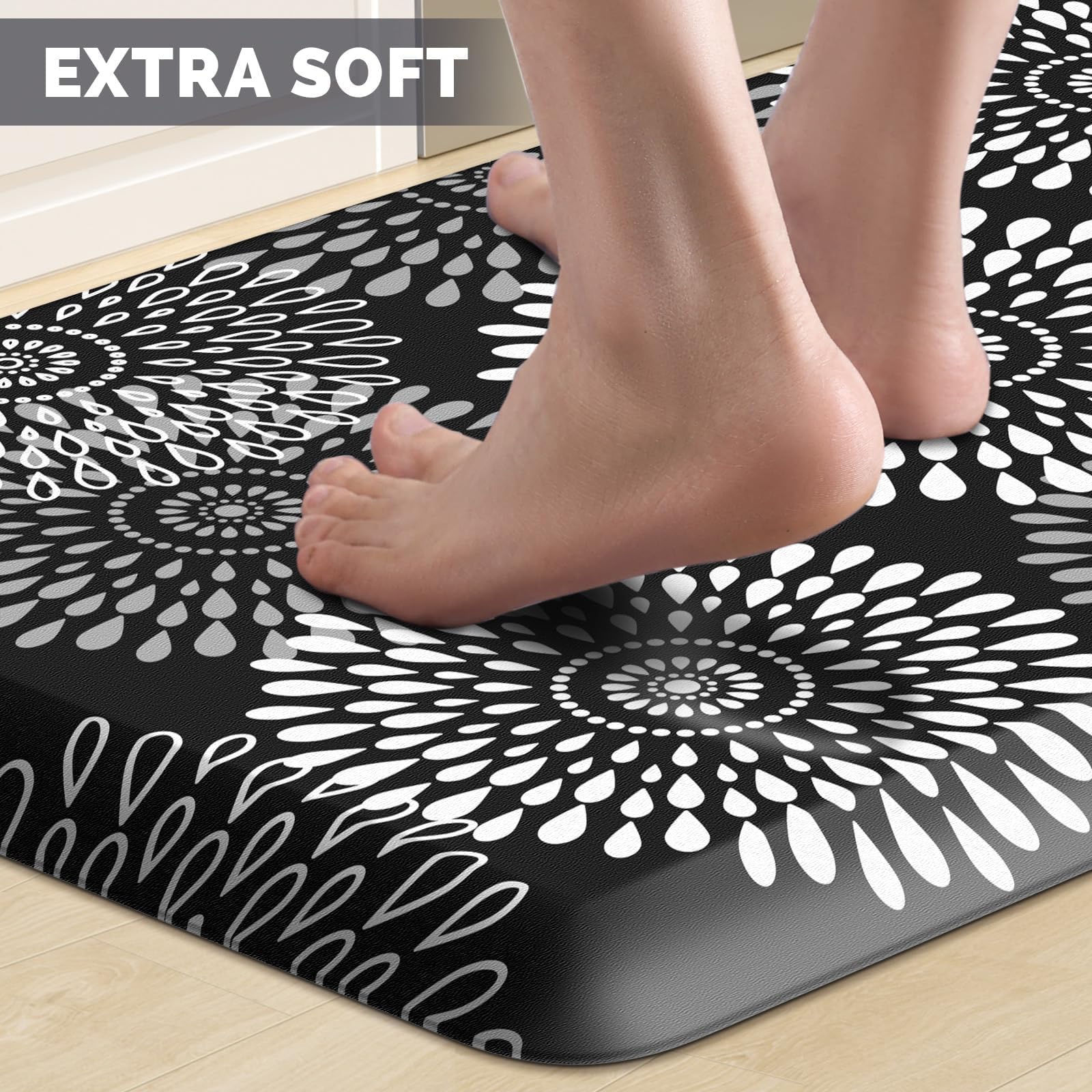 LuxStep Tappetino da cucina impermeabile, imbottito, anti-fatica, antiscivolo, comodo, per casa, lavello e ufficio, 43,9 x 99,1 cm, nero