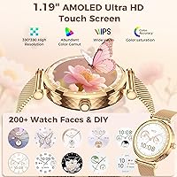 Vista 5 de Reloj inteligente para mujer, pantalla AMOLED HD, rastreador de actividad física, Bluetooth, marcarespuesta de llamadas, relojes de 1.19 pulgadas