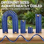 10FT bleu EVA Toile de jardin enroulée avec raccords en laiton - Pour les producteurs de balcon arrosant pots rinçage patios et de stockage de petits aménagements extérieurs soigneusement sans encombrant équipement