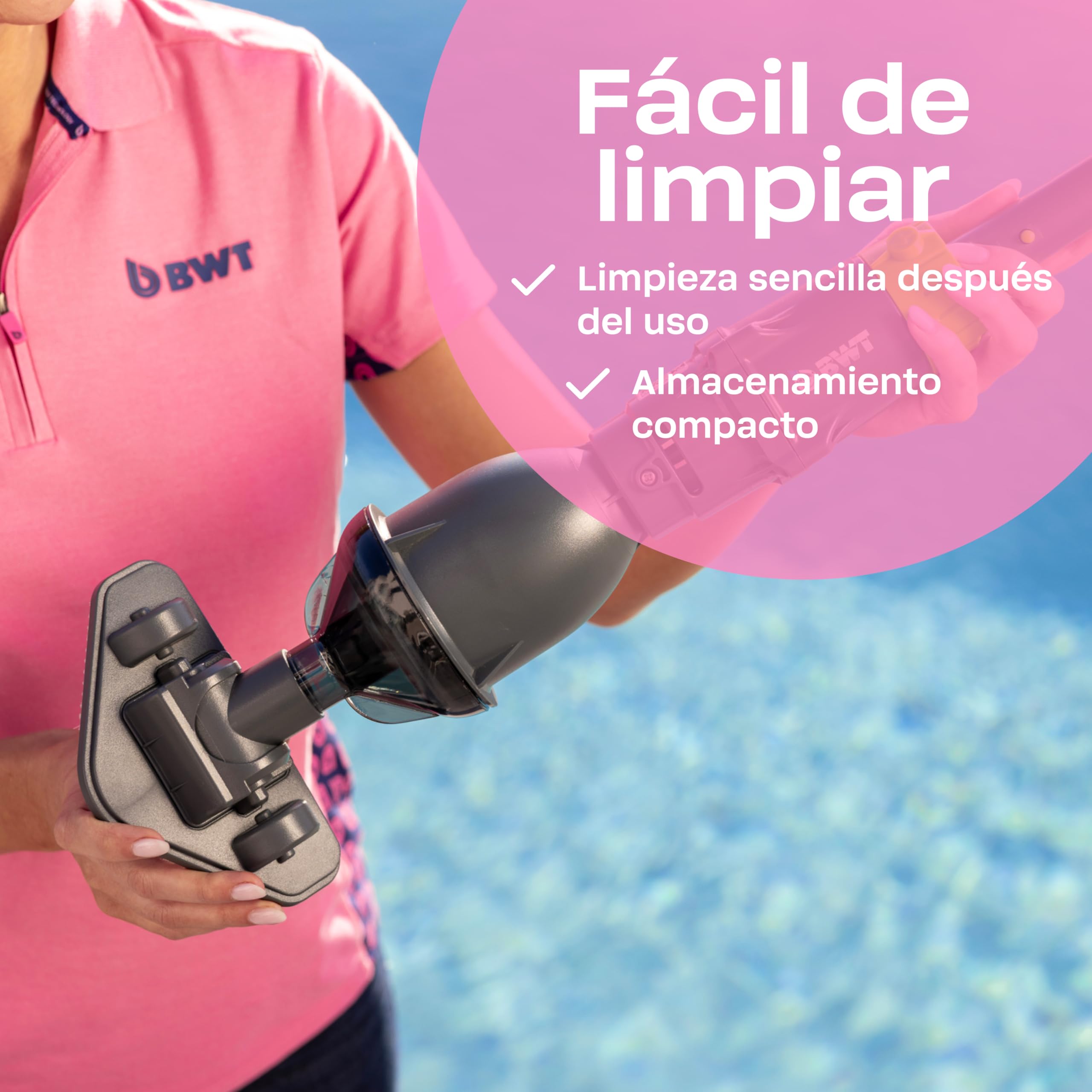 [NUEVO2026] BWT Aspirador de piscina ES02 con batería, aspiradora inalámbrica para piscina con carga USB, 30 min de autonomía, para hidromasaje hasta 10 m³, 2000 mAh, incluye tapa