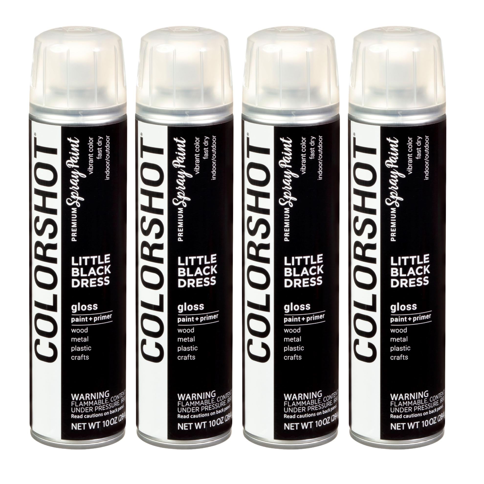 COLORSHOT Gloss Spray Paint, Little Black Dress (Black) 10 oz. 4 Pack, Fast-Drying Acrylic Paint, Indoor & Outdoor Use : Tools & Home Improvement