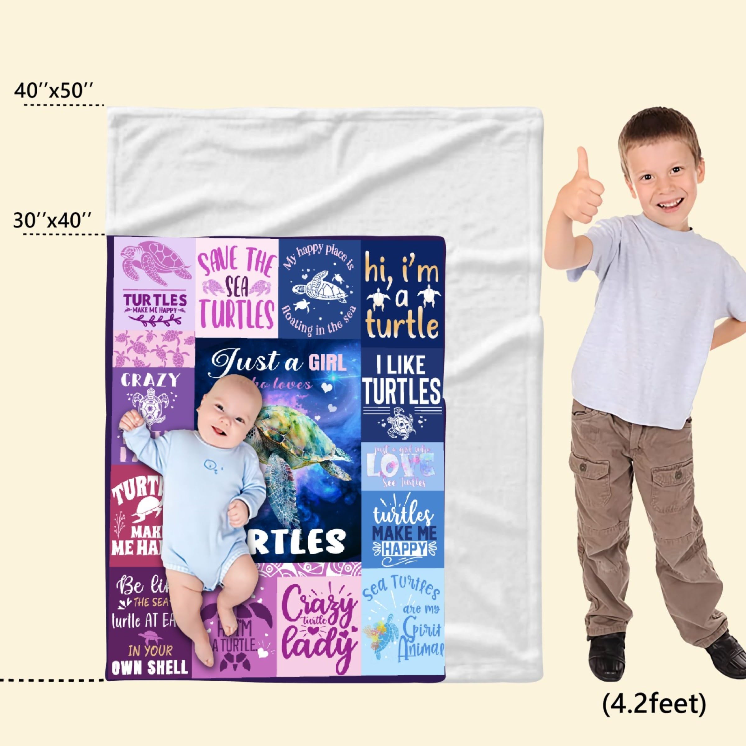 Just a Girl Who Loves Turtles Blanket, Turtle Gift for Women Men Girl Boy Birthday, Lightweight Soft Worm Cozy Flannel Throw for Bedding Sofa Couch 50