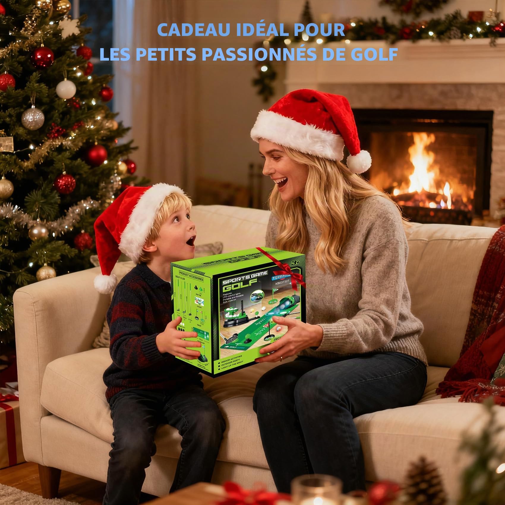 TERRAMUS Ensemble de Golf 3 en 1 pour Enfants, Jouet de Golf avec Lanceur de balles Automatique Dinosaure et balles Lumineuses LED, Mini-Golf intérieur/extérieur, pour garçons et Filles