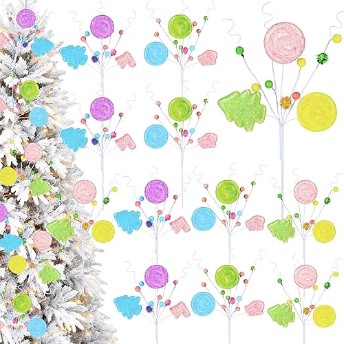 12 Pcs Christmas Tree Ornaments Candy Land Macaron Lollipop Pastel