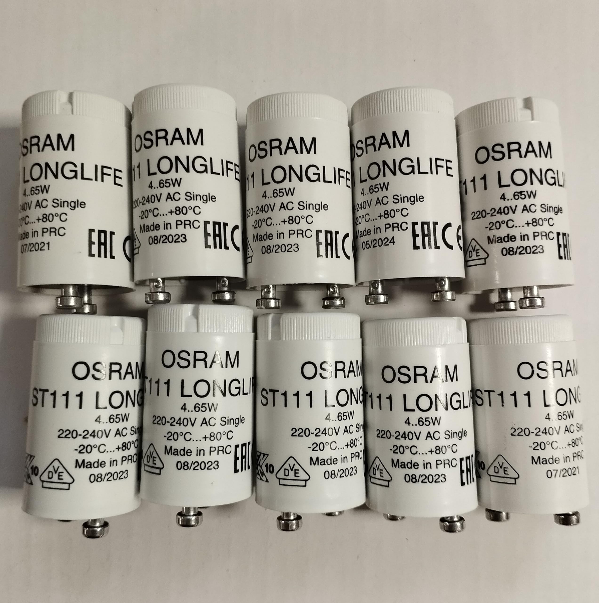 OSRAM,Confezione 10 ST111 Longlife iniziali per 4-80 W Tubi Fluorescenti
