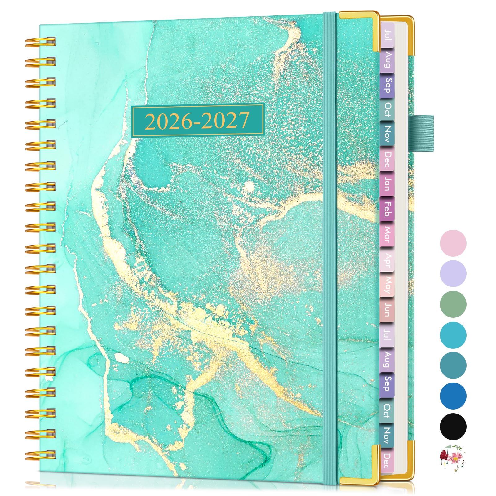 A4 18 Months Academic Planner 2026-2027, Weekly and Monthly Calendar Planner from July 2026 - June 2027, Hardcover Leather Book with Tabs, Spiral Daily Planners for College School Teacher Student