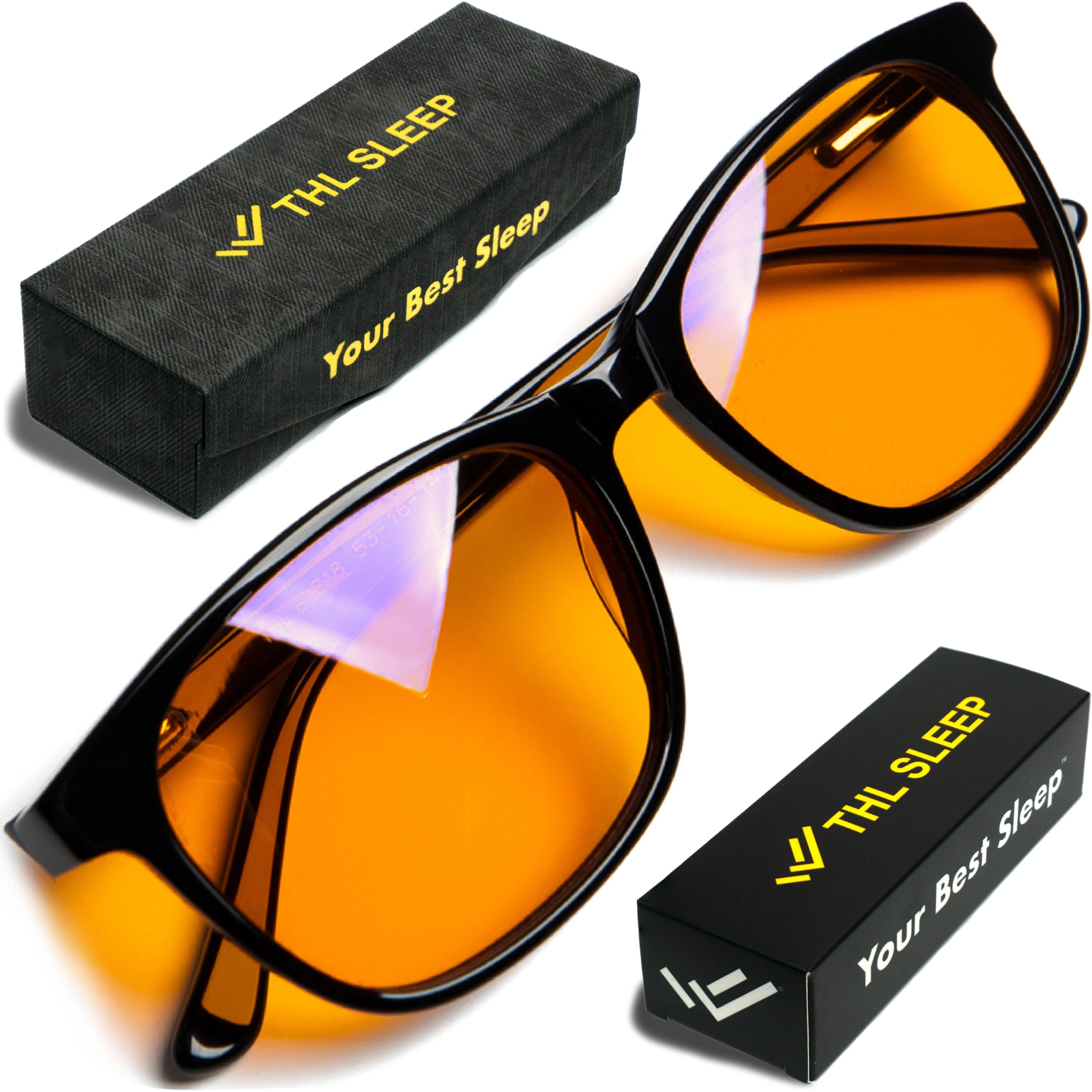THL Sleep Blue Light Blocking Reading Glasses for Better Sleep - Amber Orange Computer Filter Anti Eye Strain Lenses (Black) Regular-image-12