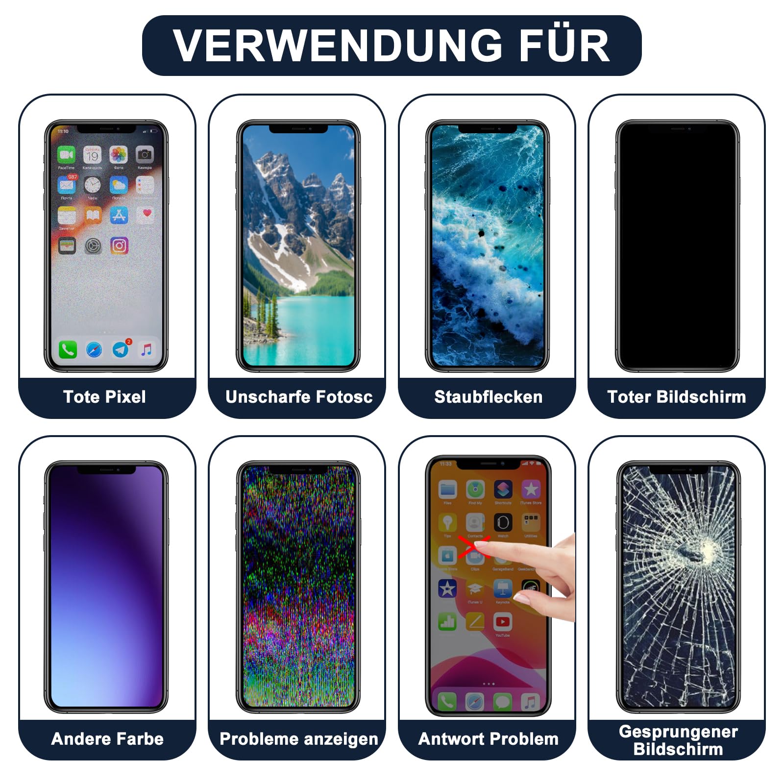 Digi4U LCD für iPhone 15 Pro Display Bildschirm Ersatz, 6,1'' Full HD 3D Touch Truetone Face ID LCD Bildschirm für iPhone 15 Pro Display Digitizer Reparaturkits