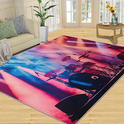 Miniatura 105 de Alfombra de instrumentos musicales – Alfombras de 4 x 5 pies para sala de estar, alfombra de área musical, alfombra de área musical, alfombra