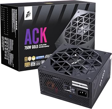1STPLAYER ACK Gold 750 W Power Supply Unit ATX 3.1 / PCI-E 5.1 Compatible, 80 Plus Gold & Cybenetics Gold Certified, 5.5 inches 140 mm, Quiet FDB Fan, Full Modular