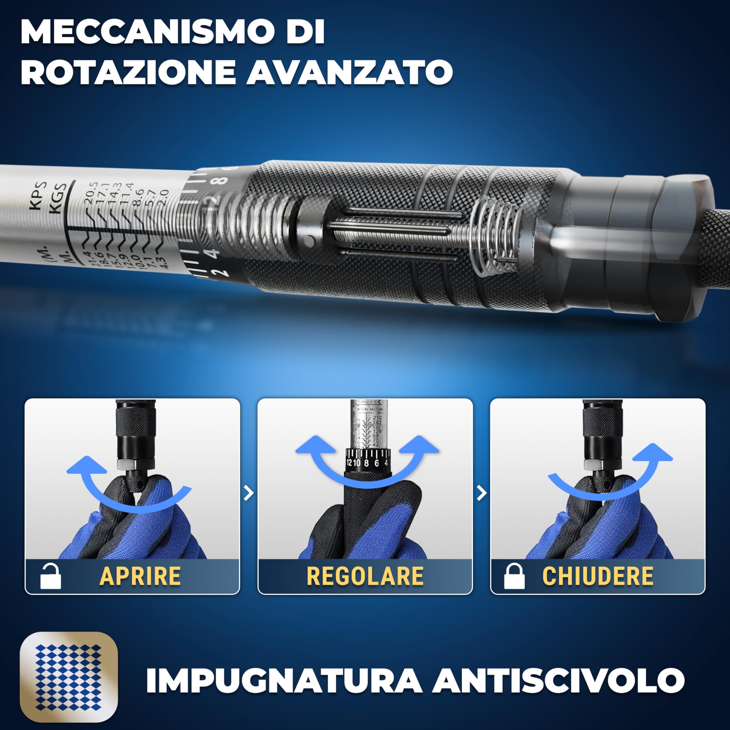 S&R Chiave Dinamometrica Auto 1/2. Set Chiave Dinamometrica Moto Professionale 28-210 Nm con Prolunga e Bussole da 17, 19, 21mm. Torque Wrench 47.5 cm. Custodia Pratica e Robusta.