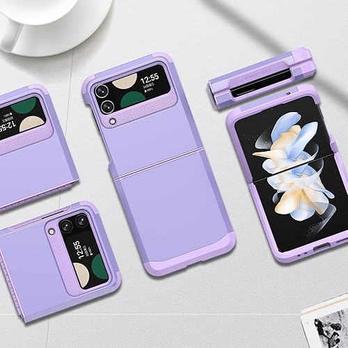 Miniatura 6 de Asuwish Compatible con Samsung Galaxy Z Flip 4 5G 2022, accesorios para celda, resistente, delgada, de goma, protectora de policarbonato duro, funda