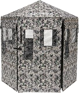 Hawk Warrior Hunting Durable 72'' L X 78'' T No-Tool Assembly Camo Concealing Ground Panel Blind with Silent Magnetic Closures & Multiple Windows