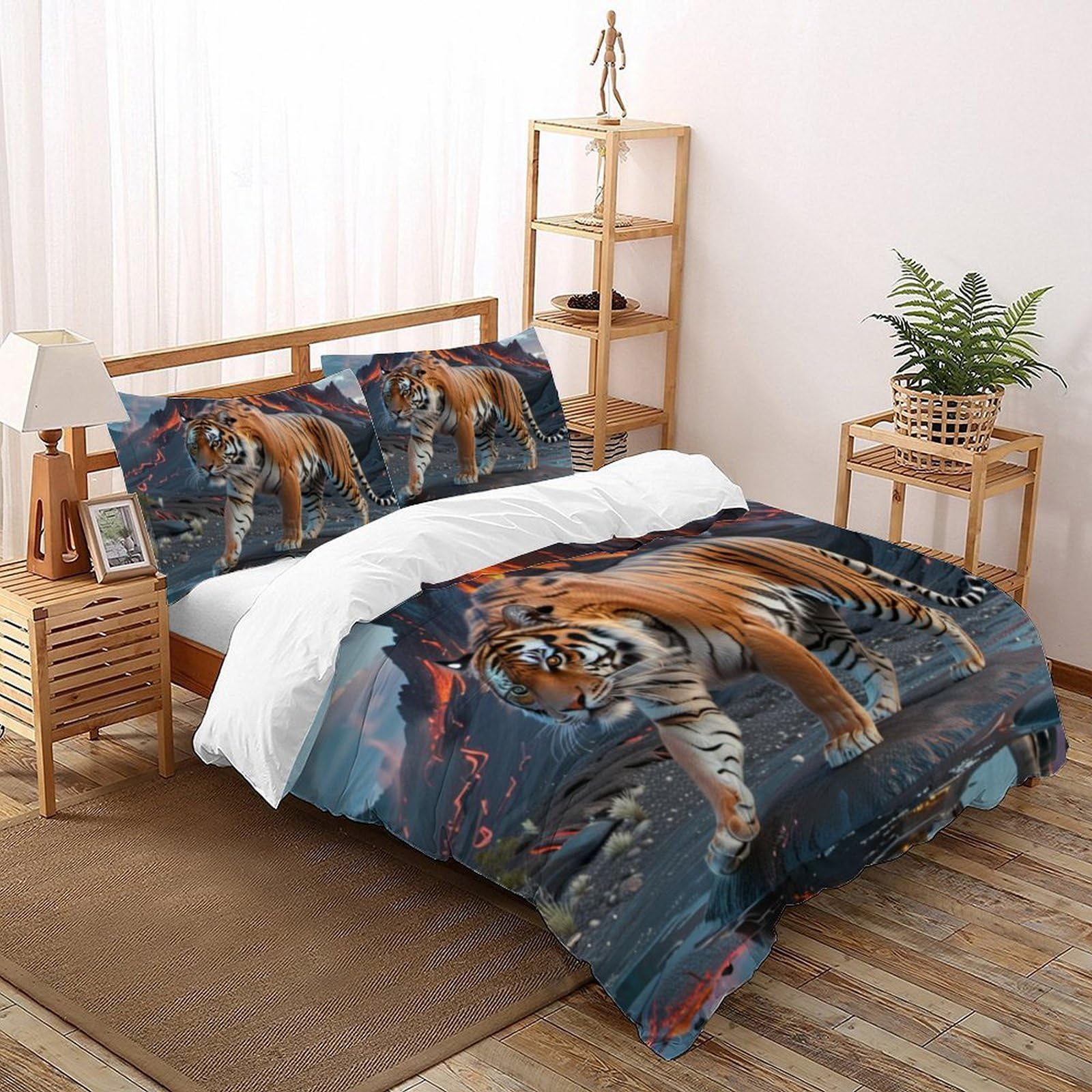 Housse de couette 260x220 cm avec taie d'oreiller lit simple motif 3D pour enfant