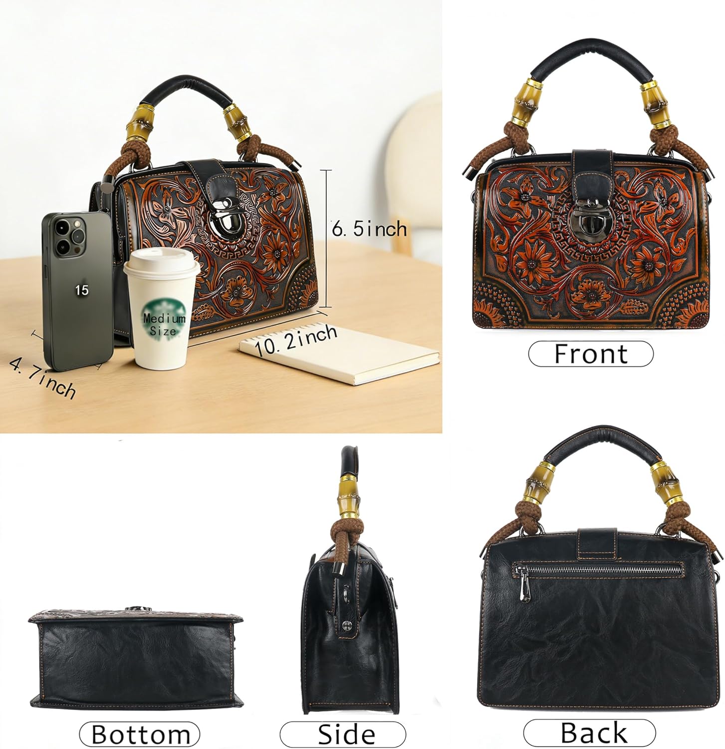 Crossbody Bag For Women Shoulder Bag Purse and Handbag Tote Bag Vintage Embossing Pattern
