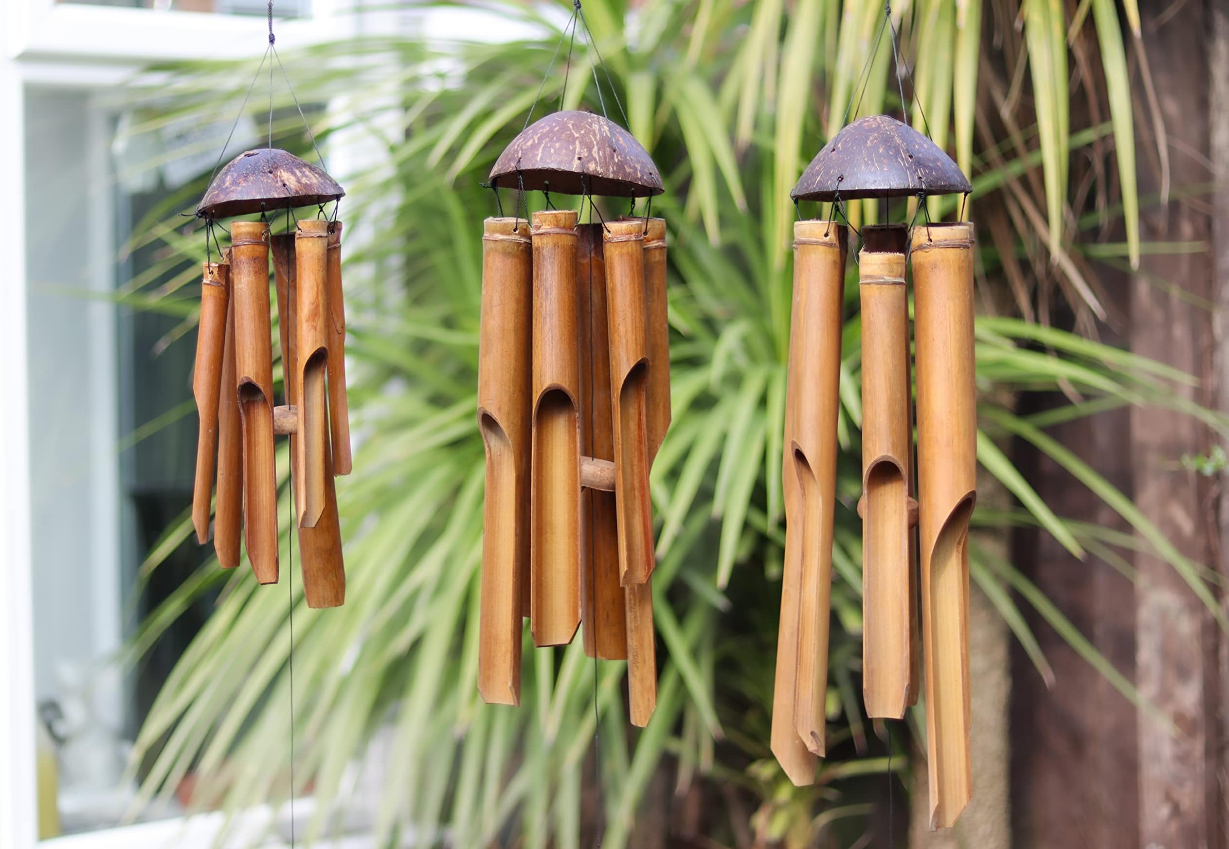 Bamboo Wind Chime Fair Trade - Hand Carved Hanging Accessory (35cm)