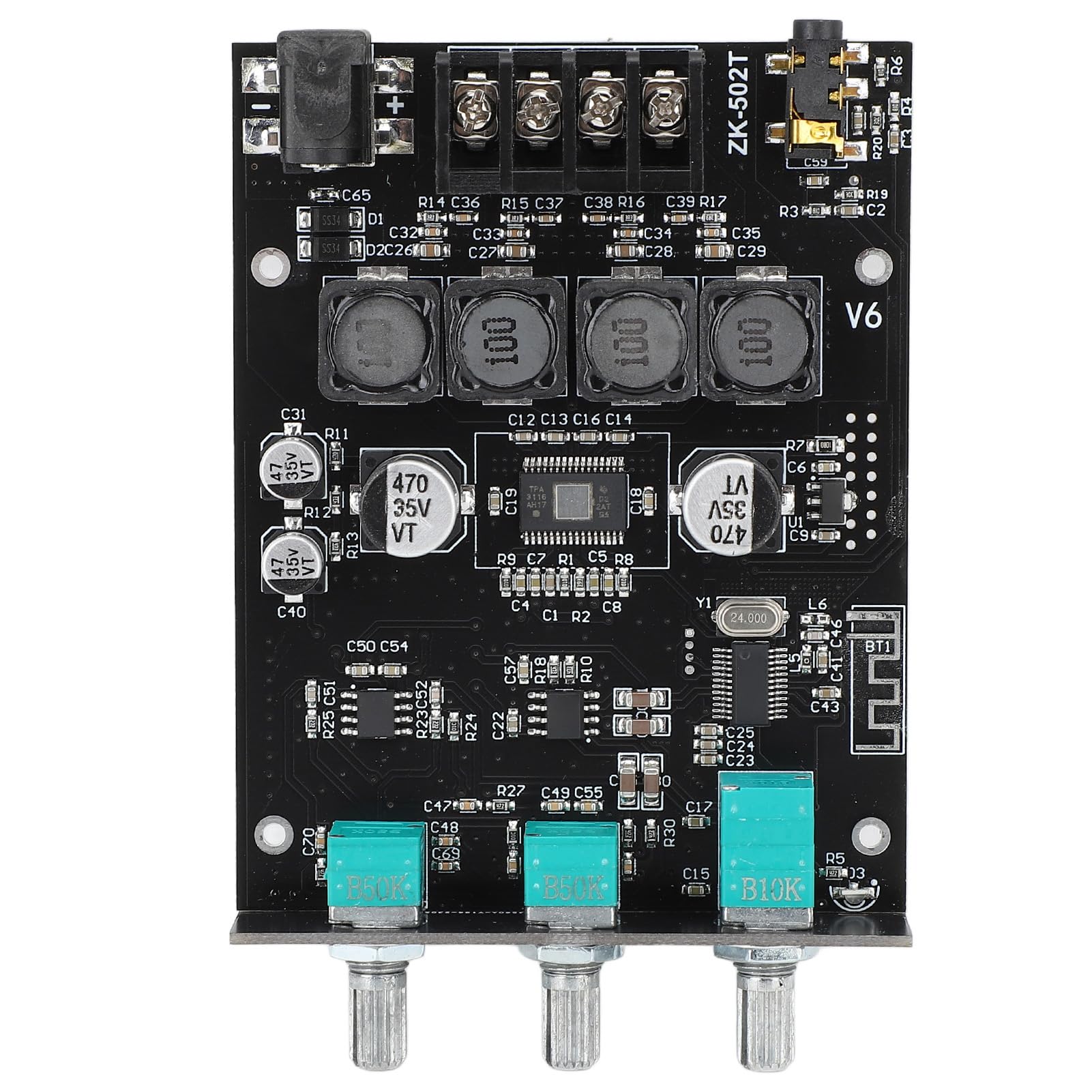 Carte D'amplificateur Bluetooth, Tpa3116d2 Récepteur Bluetooth Son Stéréo Module D'ampli Numérique Carte D'amplificateur Audio Bluetooth pour Home Cinéma DIY ZK-502T