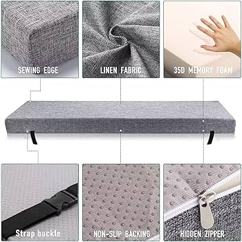 Bankkussen voor binnen en buiten - 120cm/150cm/100cm/90cm x 40cm/35cm/30cm - Antislip zitkussen voor erkers, tuinpatio, lange stoelen, schommels & terrasmeubilair(Blue,90x30x3cm
