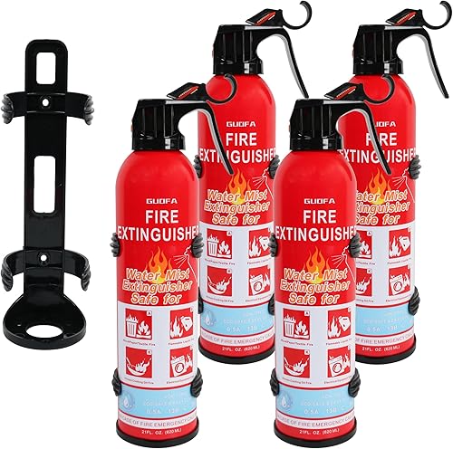 Guofa Extintor de incendios pequeño para automóvil, paquete de 4 extintores caseros aplicados para A, B, C, K, extintor portátil con soporte de disponible en Yaxa Venezuela