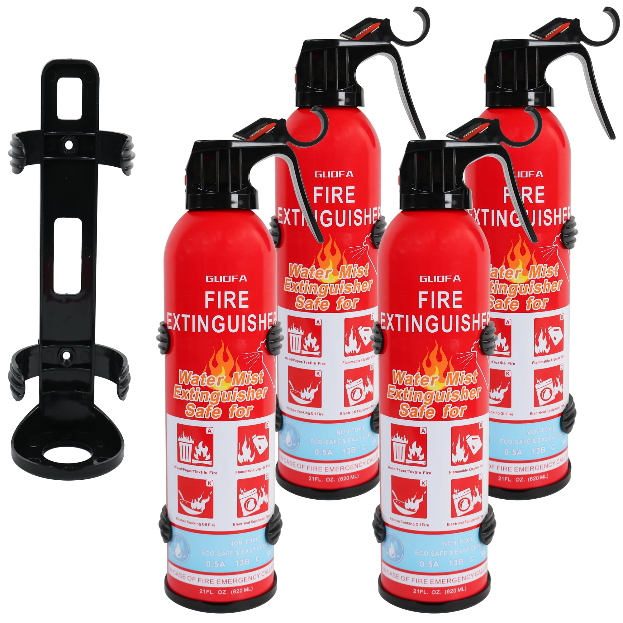 Guofa Water Based Fire Extinguisher, 4 Pack Compact Fire Extinguisher Applied for A, B, C, K Fire, Portable Fire Extinguisher Spray with Mounting Bracket for Home, Kitchen, Car, Garage