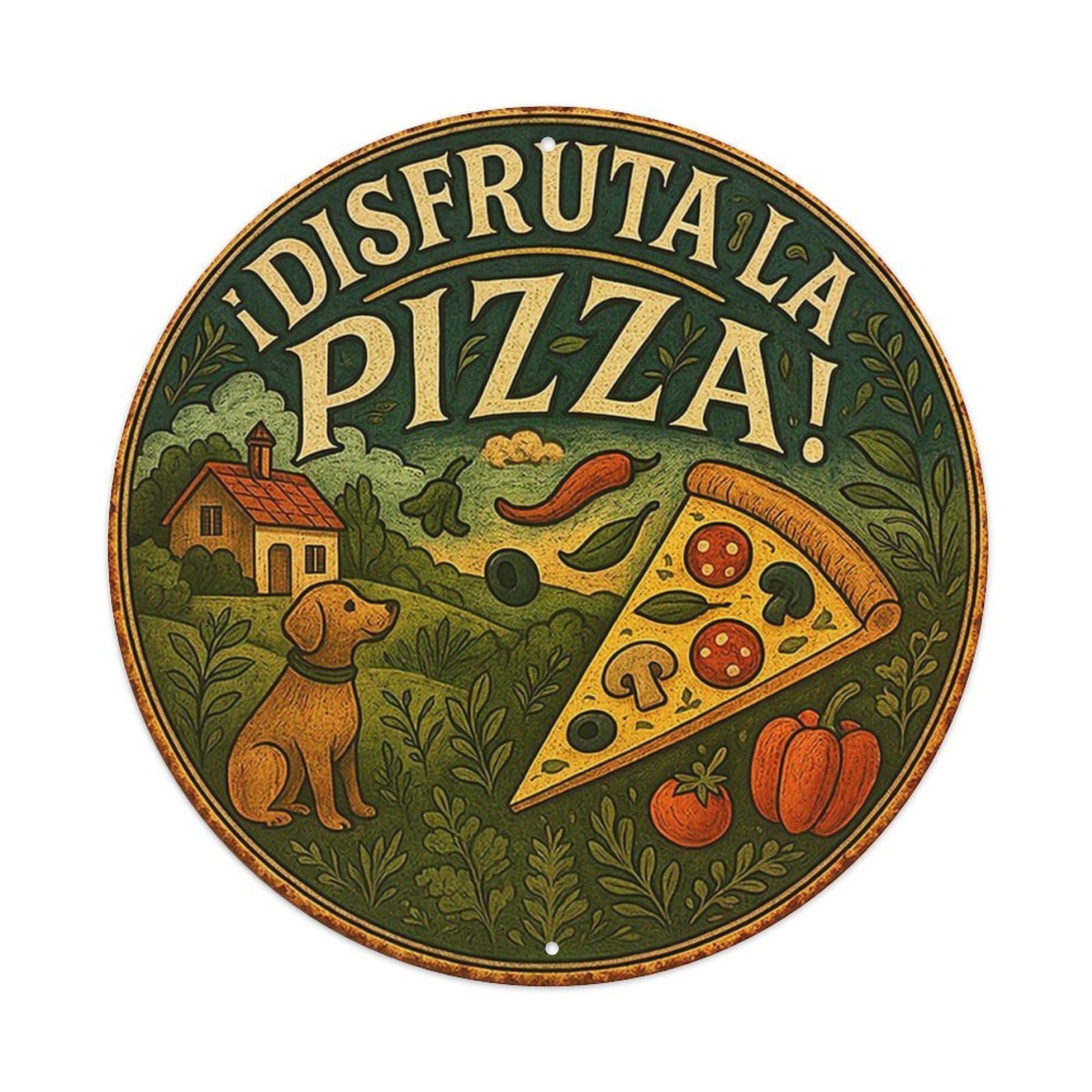 Enjoy The Pizza Slice Tin Sign Metal Poster Vintage Metal Signs for Home Man Cave Bar Cafe Kitchen laundry room Wall Decorations 8x8 inches