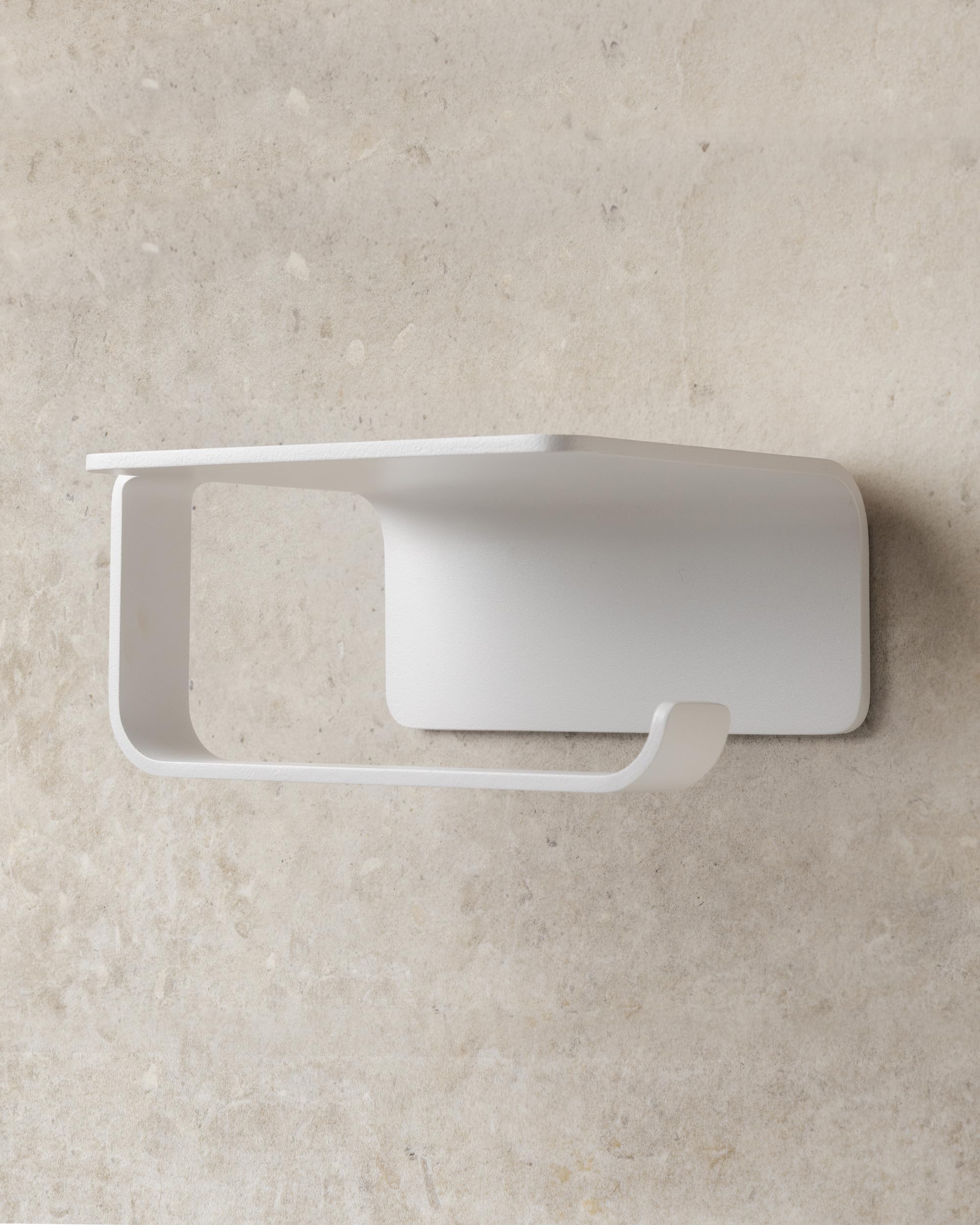 KAZAI. Portarrollos sin taladrar | Porta Rollos de Papel higiénico Adhesivo con Estante | Soporte de Papel higiénico para baño en Metal | Blanco
