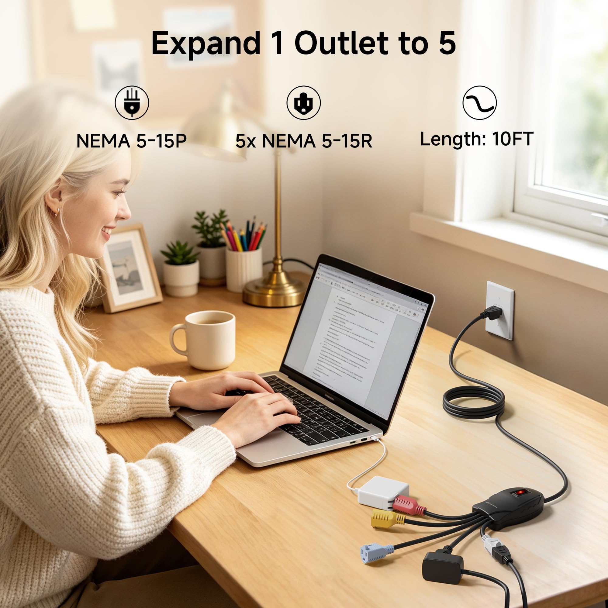 5 Outlet Power Cord Splitter - Power Squid -2 5 Outlet Power Cord Splitter - Power Squid -2